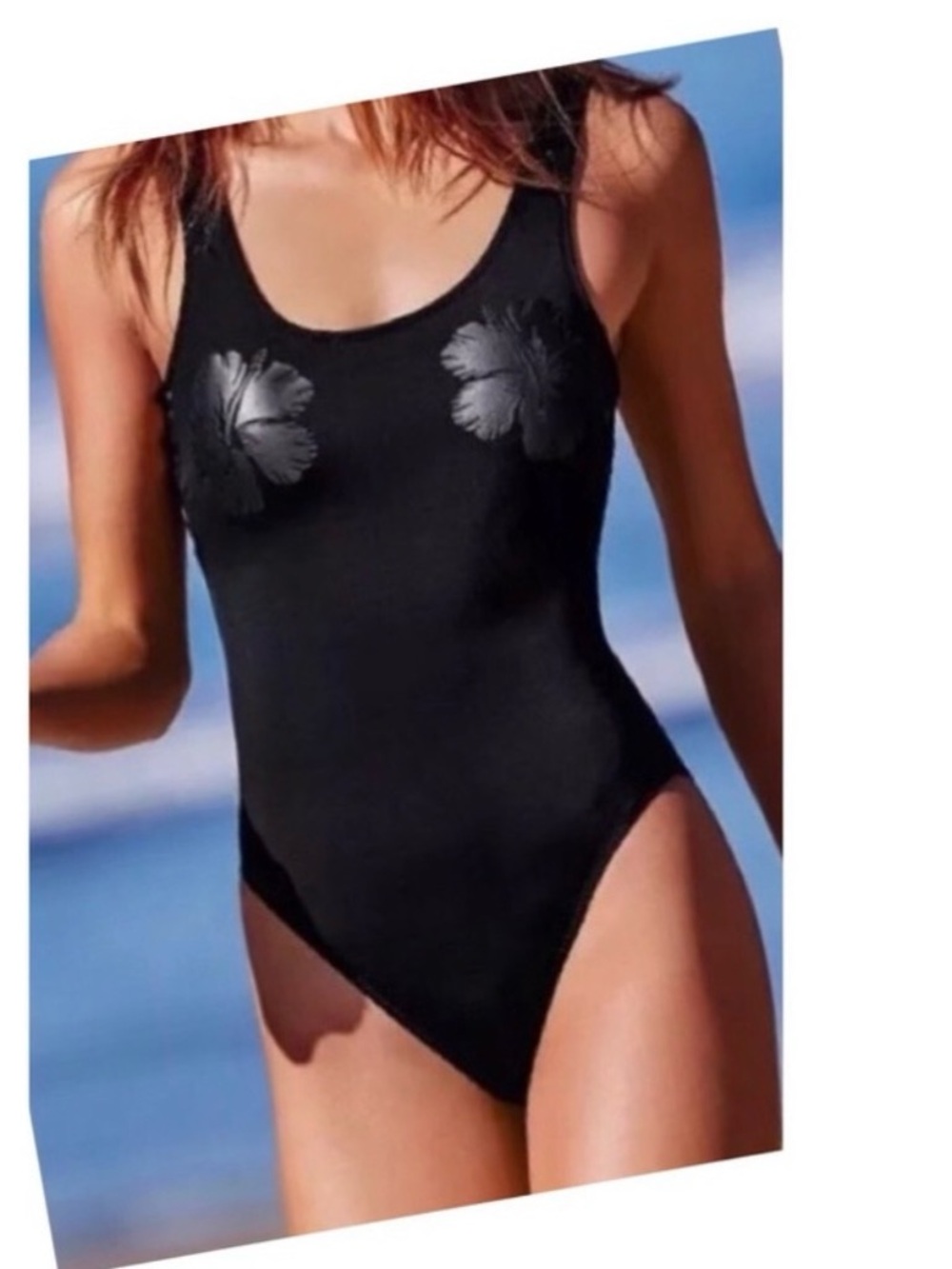 Victorias Secret Pink Black Hibiscus High-Cut Leg One Piece Swimsuit Large